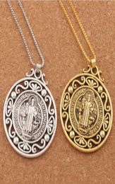 12 pièces rétro Saint benoît de Nursia Patron contre le mal médaille pendentif colliers N1787 24 pouces 2Colors1195253