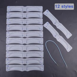 12PCS herbruikbare wenkbrauw Shaper Diy Soft Ruler Brow Defener wenkbrauw stempelkaart zachte liniaal stencil make -upgereedschap voor de mens