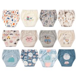 12 pièces pantalons d'entraînement réutilisables culotte d'entraîneur de toilette sous-vêtements couches en tissu pour bébé ensemble de culottes respirantes 240119