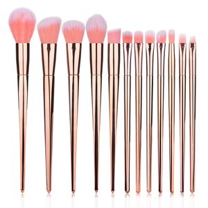 12pcs Rose pinceaux de maquillage or Set teint poudre fard à joues de Maquillage Contour Pinceau Correcteur fard à joues lèvres fard à paupières Outils Sourcils Beauté