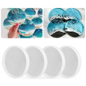 12 pièces rond er résine moules bricolage 10 cm forme de disque verre à vin tasse tapis napperon Silicone moule maison Table tampons d'isolation thermique 240315