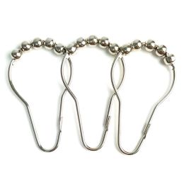 12pcs Route de bain Route de bain Rolleball Douche à rideau de douche Crochets Rouleau Rouleau en satin nickel Ball Crochet Curtain Accessoires