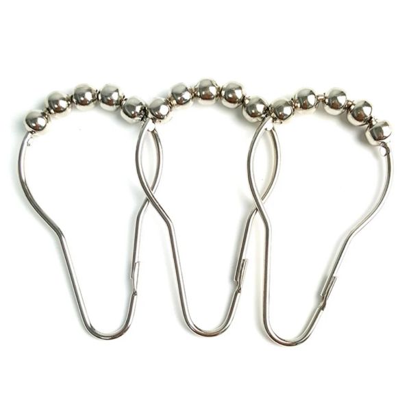 Cortina de baño de baño de 12 piezas de ducha Cortina de ducha Ring Hooks 5 Roller Satin Nickel Bola Cortina Cortina Accesorios