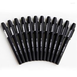 12pcs / S34 Grande capacità 1.0mm Carbon Gel Pen Forniture aziendali Cancelleria Core Penne Bold Matte Black Signature Marchi