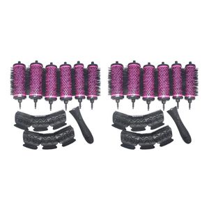 12 pièces/ensemble 3 tailles poignée détachable brosse à cheveux rouleau avec Clips de positionnement baril en céramique bigoudi peigne coiffeur 240229