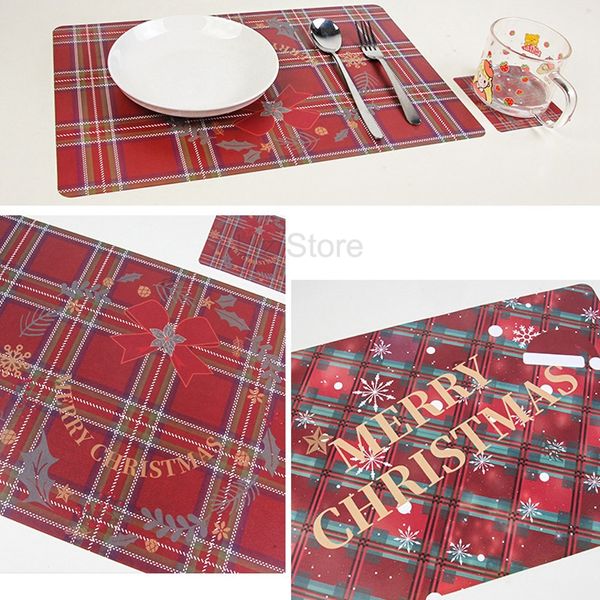 12pcs / set No￫l Placemat imprim￩ Placemat Mat de No￫l Christmas de flocon de snow Elk Coaster No￫l Decoration Isolation Isolation Placemats Th0490