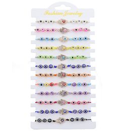 12 unids/set pulsera de ojo de diablo para hombres y mujeres, bonitas pulseras de dibujos animados, brazalete de muñeca con cuentas de ojos malvados