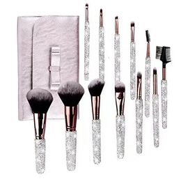 12pcs / ensemble Broussins de maquillage à tas de diamants Gems Makeup Beauté Tools Full Diamond Loose Powder Foundation Brush Bling 240315