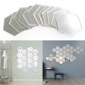 12 pièces/ensemble bricolage 3D miroir autocollant mural hexagone décor à la maison miroir décor autocollants Art mur chambre décoration auto-adhésif autocollants