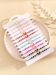 12 stks/set Mode Zinklegering Vlinder Decor String Armband Voor Vrouwen Voor Verjaardagscadeau