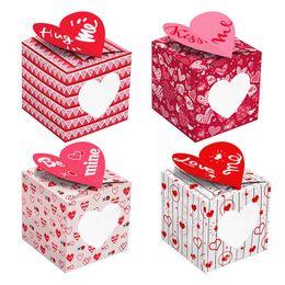 12 stks / set Gift Wrap Feestartikelen Valentijnsdag Knuffel Kiss Me Pink Cookie Geschenkdoos Drie-Dimensionale Cartoon Paar geschenken