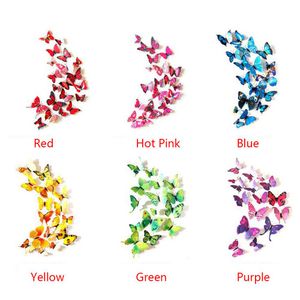 12 stks / set Novel Combinatie 3D Levendig Butterfly Wal Stickers Home Decor Decal Design Muur Koelkast Magnetische Stickers 6 Kleuren