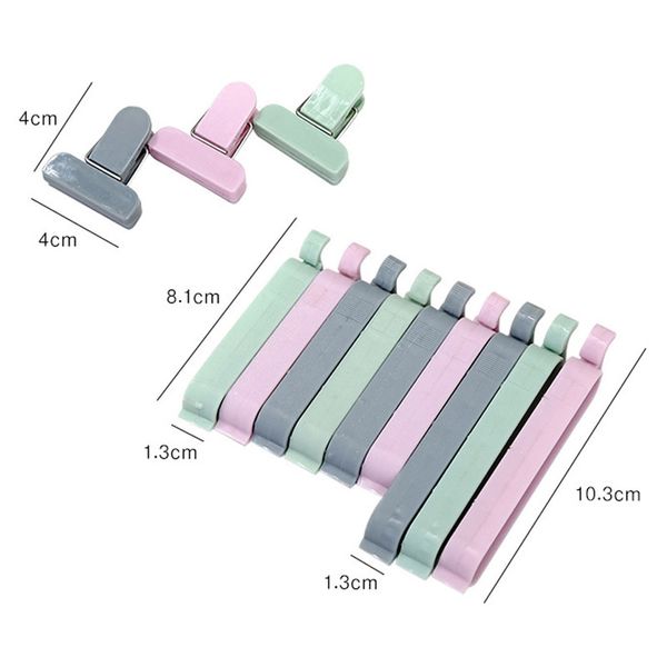 12pcs / réglage du sac en plastique Snack Snack Fresh Food Rangement Sac de rangement Clips Vacuum Sceller Blamp Kitchen Tool Home Food Close Clip Sceau