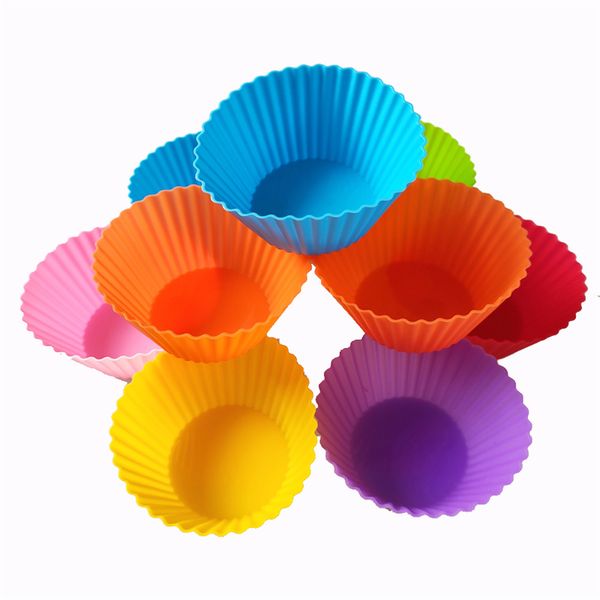 12 pièces/ensemble Silicone Muffin Cupcake tasses rondes en forme de doublures de muffins réutilisables emballage de Cupcakes