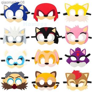 12pcs / set Sonic Felt Masks Party Decoration Game Cartoon Themed Party Decor Anniversaire Fournitures Cool Accessoires pour Garçons Filles L230704
