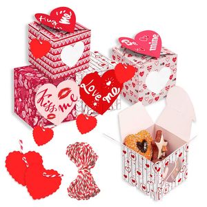 Emballage cadeau de saint-valentin, boîte à cupcakes en forme de cœur avec fenêtre en PVC, coffret cadeau de saint-valentin pour Goodie Cookie bonbons 12 pièces/ensemble