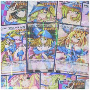 12 pièces / ensemble Yuh Black Magician Girl Flart cartes brillantes Bmg Dmg feuille holographique Proxy brillant jeu papier Collection livraison directe Dhveo