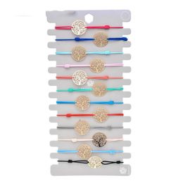 12pcs ensembles Gold Tree of Life Charms Bracelet Femmes Bracelets à chaîne de corde élastique Ajustement Ajustement