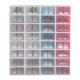 Caja de zapatos de 12 Uds., organizador de almacenamiento plegable Multicolor de plástico transparente para el hogar, estante para zapatos, organizador de almacenamiento de exhibición apilado, caja individual C2605