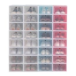 12-delige schoenendoos set multicolor opvouwbare opslag plastic doorzichtige thuisorganisator schoenenrek stapel display opslagorganisator enkele doos X267i