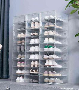 12 -stcs schoenendoos set multolor opvouwbare opslag plastic heldere home organizer schoenrek stack display opslag organizer enkele doos a6579730