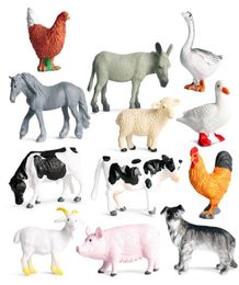12pcs simulación mini granja zoológico animales aves de corral Figuras de educación realista para niños modelos de regalo de juguete de juguetes 7390829