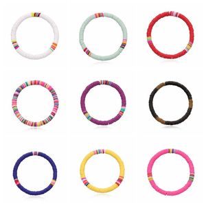 12 Uds. Gargantilla de cuentas africanas de surfista de arcilla suave pulsera de gelatina colorida elástica hecha a mano Boho ligera para mujeres niñas 6mm verano B213f