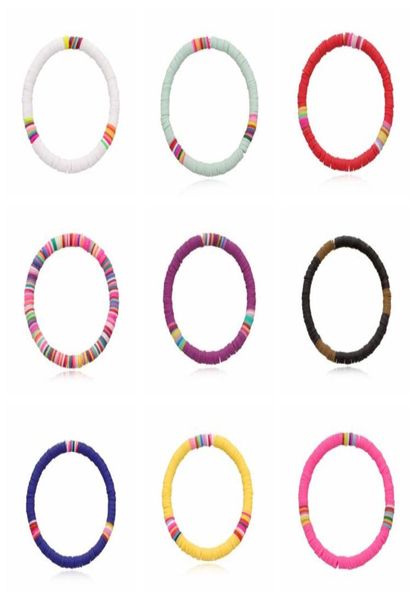 12 pièces argile douce surfeur perles africaines tour de cou coloré gelée bracelet élastique fait à la main Boho léger pour femmes filles 6mm été B9973270