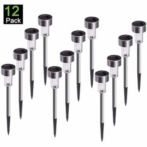 12pcs lumière de jardin solaire lanterne de puissance extérieure imperméable à l'eau éclairage de décoration de paysage pour la lampe solaire de pelouse de cour de voie 220429