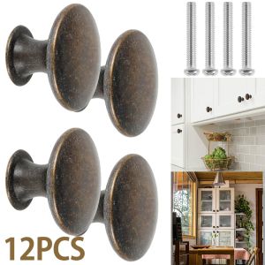 12 -stcs vintage kastknoppen antieke bronzen kastdeur trek knop ronde zink legering dressoir knop een gat ladegreep knop