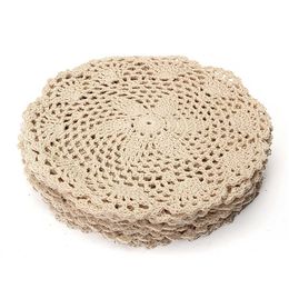 12 stks Vintage katoenen mat ronde hand gehaakte kant doilies bloem onderzetters veel huishoudelijke tafel decoratieve ambachten accessoires T200703