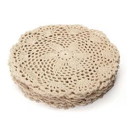 12pcs vintage tapis de coton rond main crochet dentelle napperons fleurs dessous de verre lot table de ménage décoratif artisanat accessoires T2005219Z