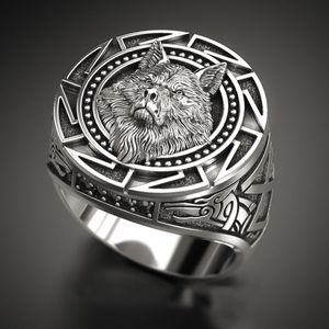 12 -stcs vintage wolf totem thai zilveren ring Noordse mythologie viking krijger wolf hoofd heren vingerbands