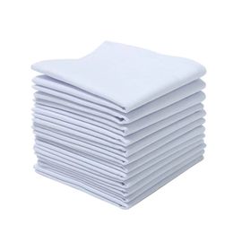 12pcs serviettes en coton blanc 40x40cm serviette réutilisable mouchoir dîner tissu de service banquet fête de mariage décoration de table à la maison 240321