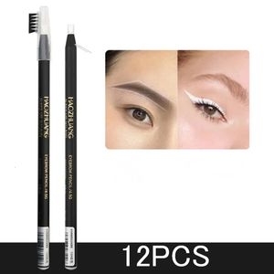 12 STKS Witte Harde Kern Pull Lijn Wenkbrauwpotlood Eyeliner Pen Permanente Make-up Waterdicht Natuurlijke langdurige Wenkbrauwen Enhancer 240106