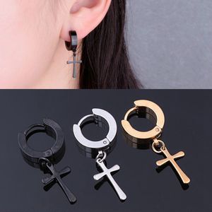 12 Uds. Pendientes de tuerca para mujer, cruz cristiana religiosa, colgante de acero inoxidable, pequeño aro perforado