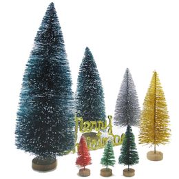 12 stks Xmas Mini Christmas Tree Sisal Silk Cedar Tafel Desktop Decor Small Christmas Tree Mini Tree 2024 Nieuwjaar Gift