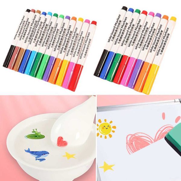 12pcscolor Brush 1/48/12 colores Magic Painting Pen Water Floating Doodle Pens Niños Montessori Drawing Markers Educación temprana Juguetes P230427