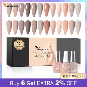 Venalisa – vernis à ongles Gel, couleur chair, rose élégant, couverture complète, pigments réfléchissants, manucure artistique, 12 pièces, 240219