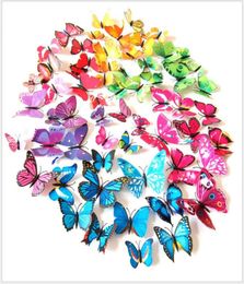 12PCSlot 3D Butterfly koelkast Magneten Home Decor Decoratieve koelkaststickers Kleur stereoscopische wandsticker Decoratie1042931