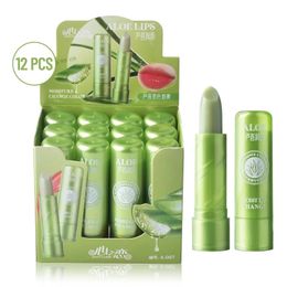 12PcsLot Aloe Vera baume à lèvres hydratant couleur changeante rouge à lèvres longue durée nutritif teinté soins des lèvres en gros 240313