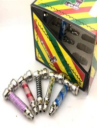 12pcslot Multi Color Hierba seca Pipas de mano 76 mm Pipas de metal para fumar De viaje Cuchara de tabaco para fumar pipe2997947