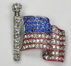 12 stuksslot Hele Kristal Strass USA Vlag Broches Mode Pin Broche sieraden gift C3553820260