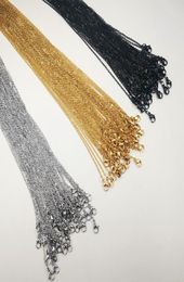 12 шт., женское ожерелье из нержавеющей стали, овальная цепочка Rolo Link, прочная сварная тонкая 15 мм, 18-дюймовая подвеска, оптом, серебро, золото, черный1894218