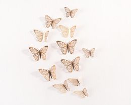 12PCSSet 3D Laser Wall Sticker Hollow Butterfly For Kids Rooms Diy Mariposas koelkast Stickers Room Decoration9468023