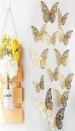 12pcSset Butterfly Wall Stickers 12pcSet 3d Metallic Feel Rooms Rooms Wallpaper Party Decoration Art Mural Home 88202223265398