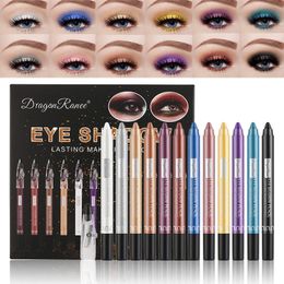 Crayon Eyeliner résistant à la sueur, Kit d'ombre à paupières Durable, pigments imperméables, outils de maquillage, 12 pièces, 240123