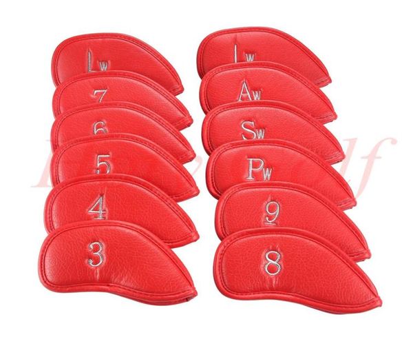 Juego de 12 unidades de fundas para cabeza de hierro para palos de Golf, Nuevo rojo de pu, 08184971