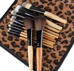 12pcSset Brushs de maquillage de poignée en bambou