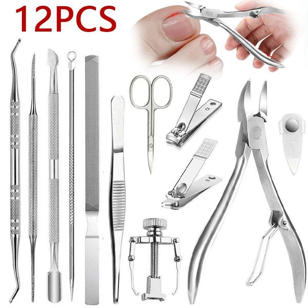 12 PCSSet Professional Pedicure Herramientas Kit de la uña encargada de la uña Corrección de la corrección del pie 2312222